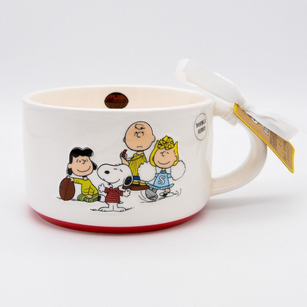Rae Dunn Peanuts Football Soup Mug, #1 Team, Snoopy & Peanuts Gang, Ceramic, New - Picture 1 of 9